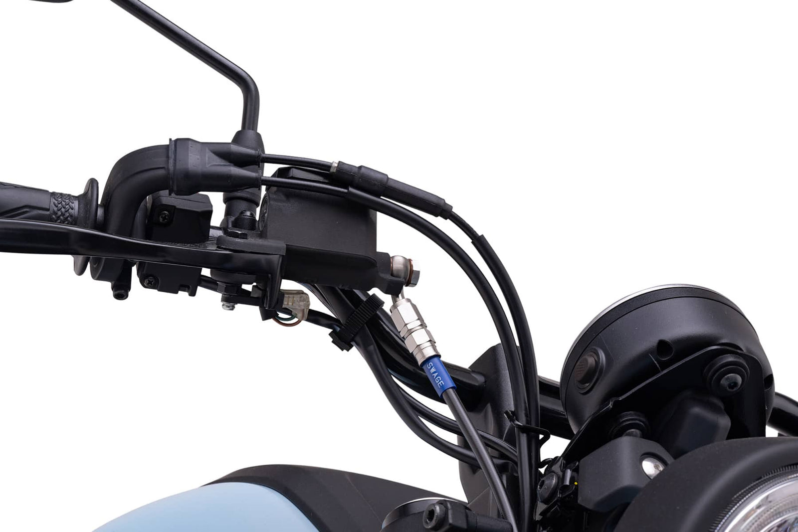 PLOT SWAGE-LINE PRO FRONT BRAKE HOSE KIT STAINLESS STEEL FITTINGS BLACK SMOKE HOSE FOR YAMAHA XSR125 STPB384FS