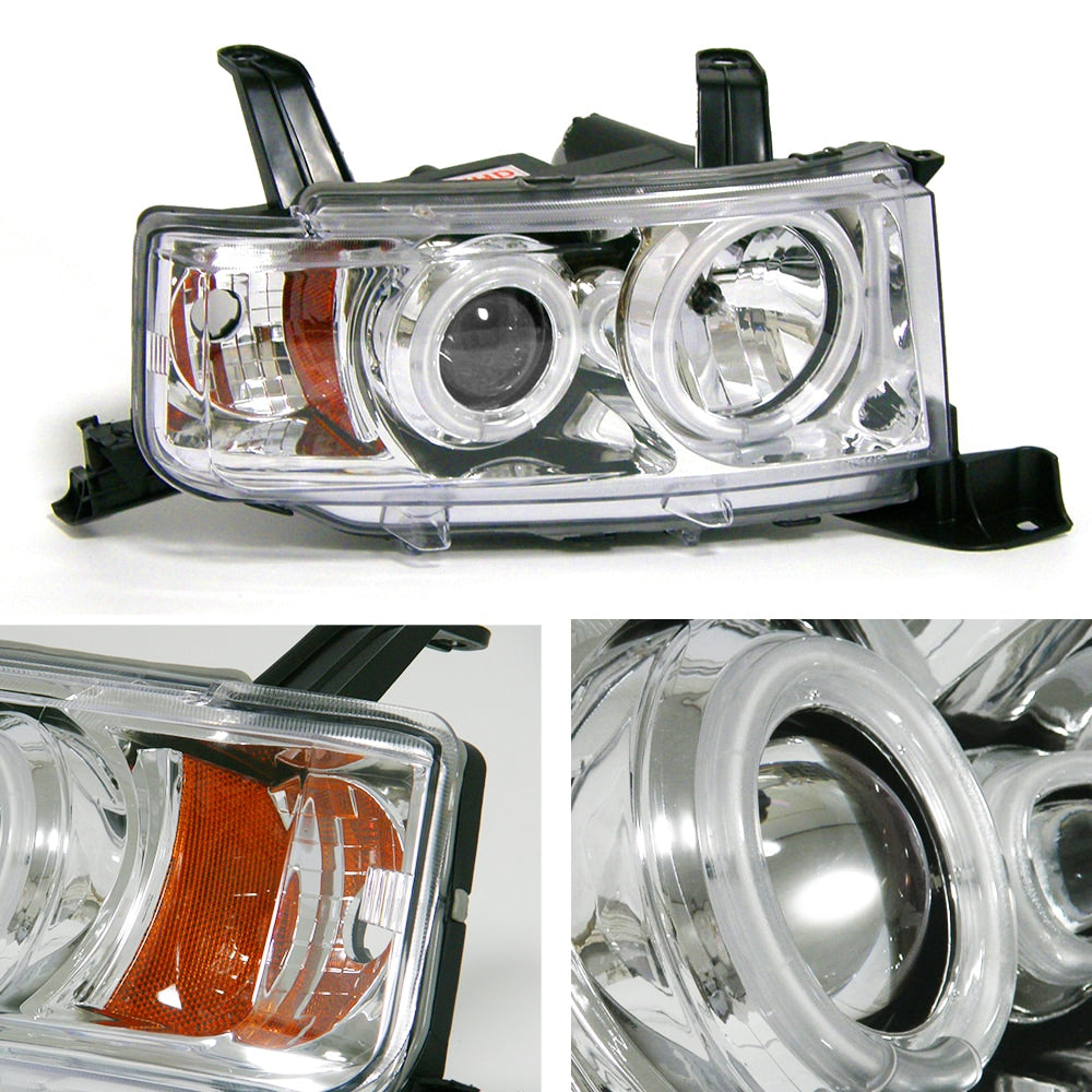 CRYSTAL EYE CCFL SQUID RING PROJECTOR HEADLIGHTS, AMBER REFLECTOR, CHROME TYPE FOR TOYOTA BB NCP30  S359CR