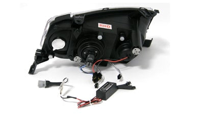 CRYSTAL EYE CCFL SQUID RING BLUE PROJECTOR HEADLIGHTS AMBER REFLECTOR BLACK TYPE FOR TOYOTA BB NCP30  S014BK