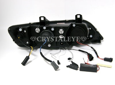 CRYSTAL EYE CCFL SQUID RING BLUE ION PROJECTOR HEADLIGHTS (BLACK) FOR BMW Z3 S023BK