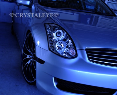 CRYSTAL EYE CCFL SQUID RING PROJECTOR HEADLIGHTS (CHROME) FOR NISSAN SKYLINE COUPE V35 L042CR
