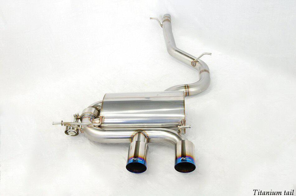 KREISSIEG CAT-BACK F1 SOUND VALVETRONIC EXHAUST SYSTEM STAINLESS STEEL FLOATING CURL TAIL SANDBLASTED KSG LOGO FOR VOLKS WAGEN GOLF R32 VWGR32-03-STAINLESS