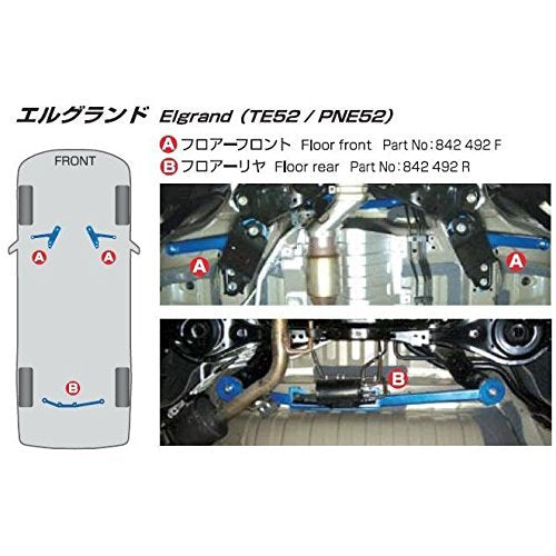 CUSCO Power Brace Floor Rear  For NISSAN Elgrand TE52 TNE52 2WD 4WD 2500 PE52 PNE52 2WD 4WD 3500 842 492 R