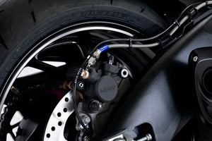 PLOT SWAGE-LINE PRO REAR BRAKE HOSE KIT BLACK STAINLESS STEEL FITTINGS BLACK SMOKE HOSE FOR SUZUKI KATANA BTPB549R