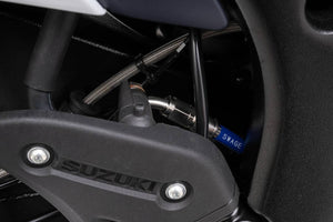 PLOT SWAGE-LINE PRO REAR BRAKE HOSE KIT RED AND BLUE ALUMINUM FITTINGS BLACK SMOKE HOSE FOR SUZUKI HAYABUSA SAPB554R