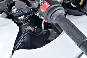PLOT SWAGE-LINE PRO FRONT BRAKE HOSE KIT TRI-PIECE RED AND BLUE ALUMINUM FITTINGS CLEAR HOSE FOR SUZUKI HAYABUSA BREMBO SPEC SAP555FT