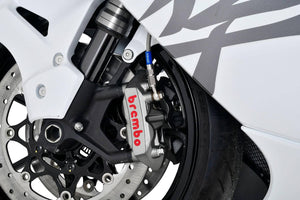 PLOT SWAGE-LINE PRO FRONT BRAKE HOSE KIT TRI-PIECE STAINLESS STEEL FITTINGS CLEAR HOSE FOR SUZUKI HAYABUSA BREMBO CALIPER SPEC STP557FT