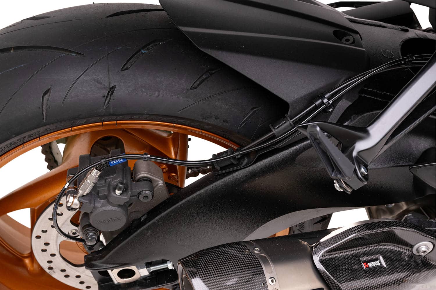 PLOT SWAGE-LINE PRO REAR BRAKE HOSE KIT BLACK STAINLESS STEEL FITTINGS CLEAR HOSE FOR SUZUKI KATANA BTP559R