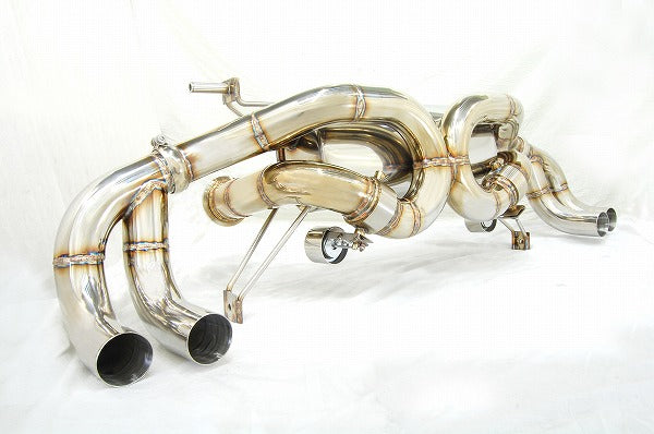 KREISSIEG F1 SOUND VALVETRONIC EXHAUST SYSTEM STAINLESS STEEL BILLET FLOATING CURL TAIL SANDBLASTED KSG LOGO MARK FOR LAMBORGHINI GALLARDO SPIDER LP550-2 LP560-4  LAG-11-STAINLESSBILLET