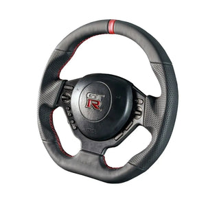 DAMD SPORTS STEERING WHEEL NAPPA LEATHER RED STITCH FOR NISSAN GT-R R35 SS357-GTR-LEATHER-RED-STITCH