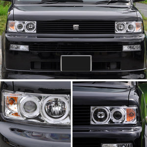 CRYSTAL EYE CCFL SQUID RING PROJECTOR HEADLIGHTS, AMBER REFLECTOR, CHROME TYPE FOR TOYOTA BB NCP30  S359CR