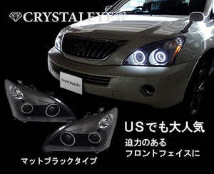 CRYSTAL EYE HIGH BRIGHTNESS EXTREME WHITE LED SQUID RING DOUBLE PROJECTOR HEADLIGHTS (BLACK FOR GENUINE HID VEHICLES) FOR TOYOTA HARRIER 30  L207BK