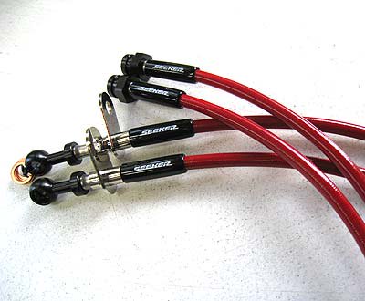 SEEKER RED COAT STAINLESS MESH BRAKE LINE FOR HONDA PRELUDE BB1 BB4 12200-BB4-000