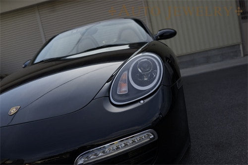 CRYSTAL EYE FIBER RING LED POSITION HEADLIGHT (FOR HALOGEN VEHICLES) BLACK AUTO JEWELRY FOR PORSCHE 987 BOXSTER CAYMAN ZENKI S210BK