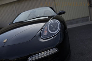 CRYSTAL EYE FIBER RING LED POSITION HEADLIGHT (FOR HALOGEN VEHICLES) BLACK AUTO JEWELRY FOR PORSCHE 987 BOXSTER CAYMAN ZENKI S210BK