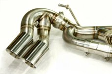 KREISSIEG CAT-BACK F1 SOUND EXHAUST SYSTEM WONDERWOLF VER. STAINLESS STEEL BILLET FLOATING CURL TAIL SANDBLASTED KSG LOGO MARK GTS MODEL FOR PORSCHE 957 CAYENNE GTS  PCAYT-06-STAINLESSBILLET-GTS