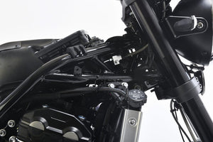 PLOT SWAGE-LINE PRO FRONT BRAKE HOSE KIT TRI-PIECE BLACK STAINLESS STEEL FITTINGS CLEAR HOSE FOR KAWASAKI Z900RS BREMBO SPEC BTP768FT