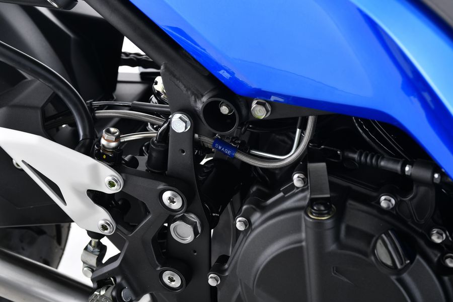 PLOT SWAGE-LINE PRO REAR BRAKE HOSE KIT BLACK STAINLESS STEEL FITTINGS CLEAR HOSE FOR KAWASAKI NINJA250 BTP763R