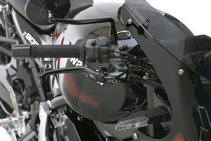PLOT SWAGE-LINE PRO FRONT BRAKE HOSE KIT TRI-PIECE BLACK STAINLESS STEEL FITTINGS BLACK SMOKE HOSE FOR KAWASAKI Z900RS CAFE BREMBO SPEC BTPB780FT