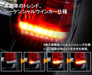CRYSTAL EYE FIBER LED TAIL LAMP WITH SEQUENTIAL TURN SIGNALS, RED CLEAR FOR NISSAN SERENA C27 J210-RC