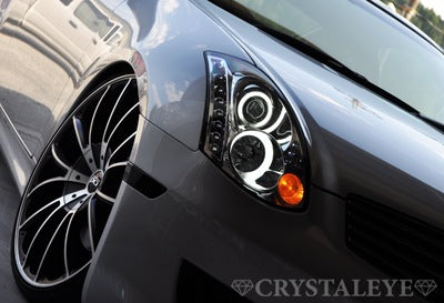 CRYSTAL EYE CCFL SQUID RING PROJECTOR HEADLIGHTS (CHROME) FOR NISSAN SKYLINE COUPE V35 L042CR