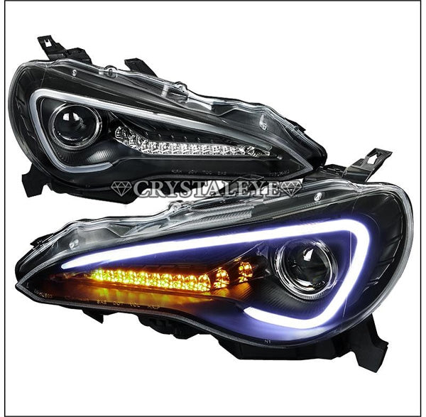 CRYSTAL EYE LED LIGHT BAR HEADLIGHT V3 (BLACK) & FIBER LED TAIL V2 SET SMOKE (SM) FOR TOYOTA 86 [ EARLY HID CARS] SUBARU BRZ [ EARLY HID CARS] J140BKVC-SM
