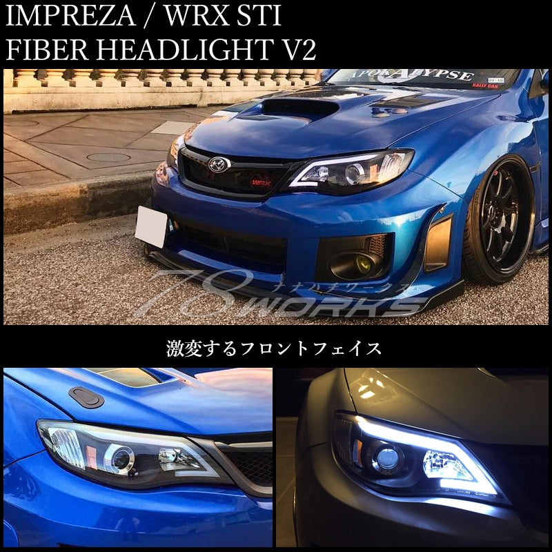 78WORKS HIGH-BRIGHTNESS LED FIBER HEADLIGHTS V2 FOR HALOGEN VEHICLES BLACK FOR SUBARU GE GH GR GV IMPREZA WRX STI J212BK