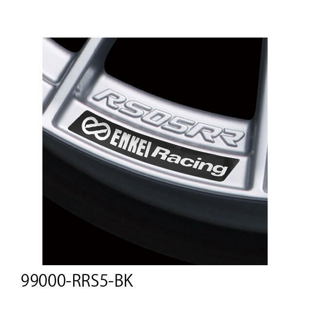 ENKEI RACING REVOLUTION RIM STICKER BLACK BACKGROUND WITH SILVER LETTERING 99000-RRS5-BK