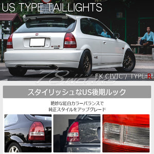 78WORKS US LATE MODEL TAIL LAMP RED CLEAR FOR HONDA CIVIC HATCHBACK 3-DOOR EK2 EK3 EK4 EK9 L237RC