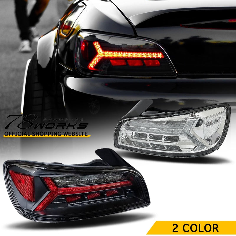 78WORKS SPEEDY DESIGN FIBER LED TAIL LAMPS BLACK CLEAR FOR HONDA S2000 AP1 LATE AP2 EARLY LATE S449-CL