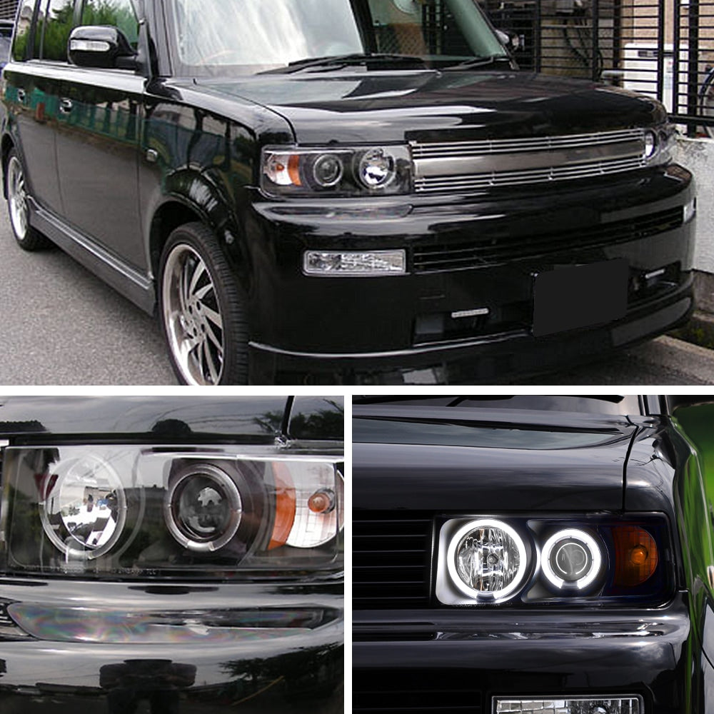 CRYSTAL EYE CCFL SQUID RING PROJECTOR HEADLIGHT AMBER REFLECTOR BLACK TYPE FOR TOYOTA BB NCP30  S359BK