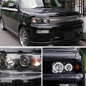 CRYSTAL EYE CCFL SQUID RING PROJECTOR HEADLIGHT AMBER REFLECTOR BLACK TYPE FOR TOYOTA BB NCP30  S359BK