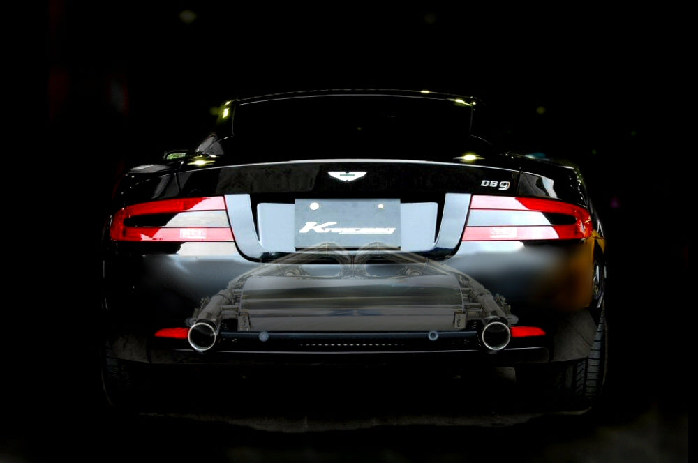 KREISSIEG FIRST CATBACK F1 SOUND VALVETRONIC EXHAUST SYSTEM TITANIUM FLOATING CURL TAIL SANDBLAST KSG LOGO MARK FOR ASTON MARTIN DB9 2004 - 2011 ASDB9-02-TITANIUM