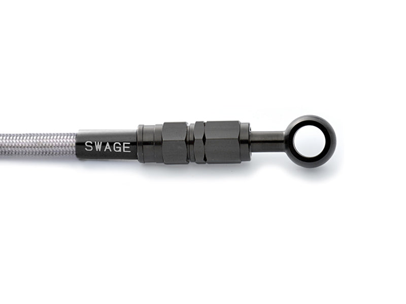 PLOT SWAGE-LINE FRONT BRAKE HOSE KIT BLACK STAINLESS STEEL FITTINGS CLEAR HOSE FOR HONDA FTR223 BTF110