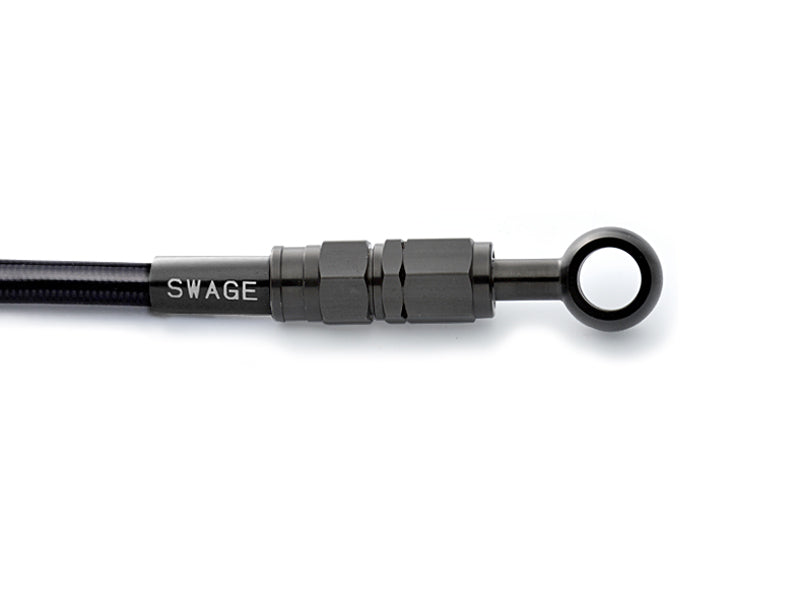 PLOT SWAGE-LINE FRONT BRAKE HOSE KIT BLACK STAINLESS STEEL FITTINGS BLACK SMOKE HOSE FOR KAWASAKI XANTHUS400 BTFB654