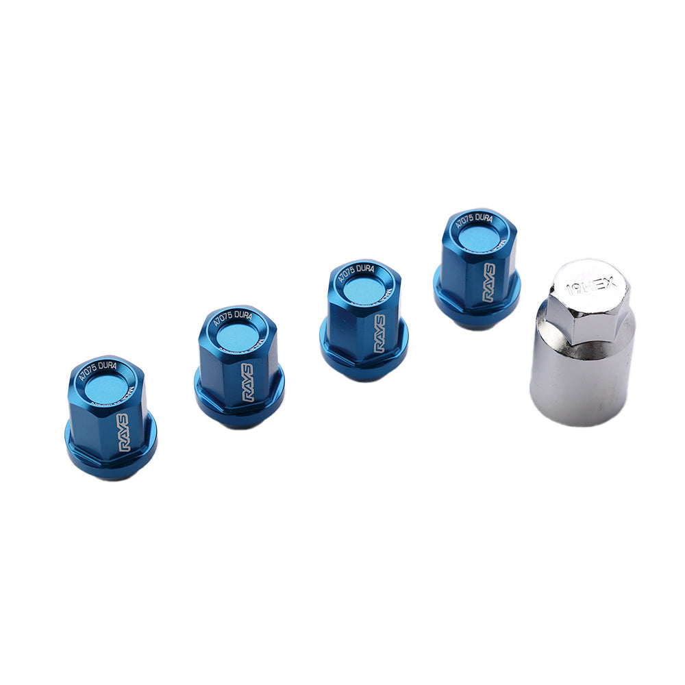 RAYS DURA-LOCK&NUT L32 4H 16PC M12X1.5 BL (BLUE) 74020001112BL