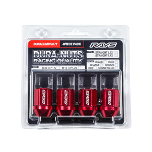 RAYS DURA-NUT 4PC L32 STRAIGHT M12X1.25 BK BLACK 74020001131BK