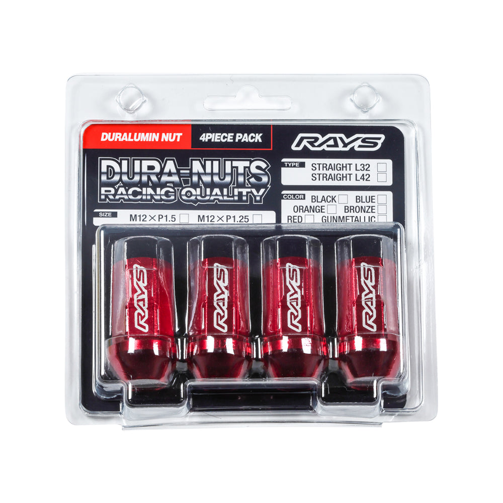 RAYS DURA-NUT 4PC L42 STRAIGHT M12X1.25 BK BLACK 74020001031BK