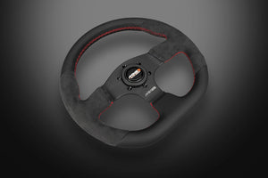 MINE'S D-S LEATHER ALCANTARA RED STITCHING STEERING WHEEL MINES-00004