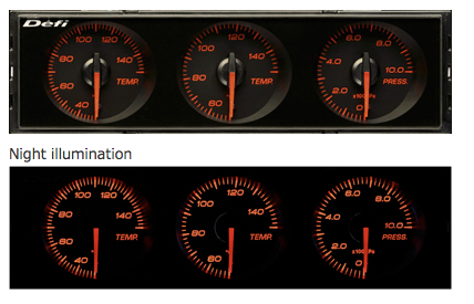 DEFI DIN-GAUGE COMBINATION METER (RED CHARACTERS/RED ILLUMINATION/RED POINTER) DF14404