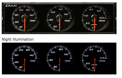 DEFI DIN-GAUGE COMBINATION METER (WHITE CHARACTERS/WHITE ILLUMINATION/RED POINTER) DF14403