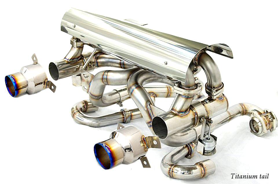KREISSIEG F1 SOUND VALVETRONIC EXHAUST SYSTEM TITANIUM FLOATING CURL TAIL SANDBLASTED KSG LOGO MARK FOR FERRARI 430 SCUDERIA FERRARI SPIDER 16M F430-07-TITANIUM-SCUDERIA-SPEDER16M