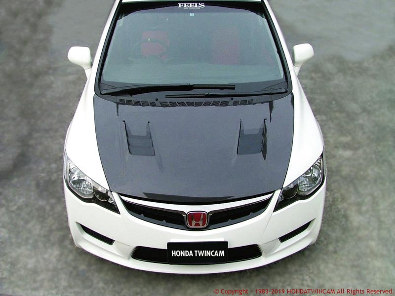 FEEL'S HONDA TWINCAM CUSTOM BONNET (WITH AIR DUCT) FRP+TWILL WEAVE CARBON FOR HONDA CIVIC FD2 TYPER FEELS-00235