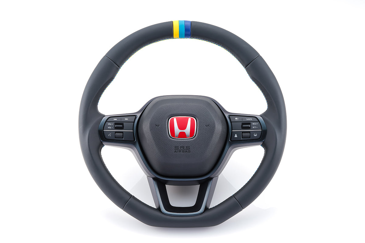 GREDDY ALL LEATHER STEERING WHEEL WITH 3-COLOR STITCHING AND CENTER MARK FOR HONDA CIVIC TYPE R FL5 FL1 FL4 16650003