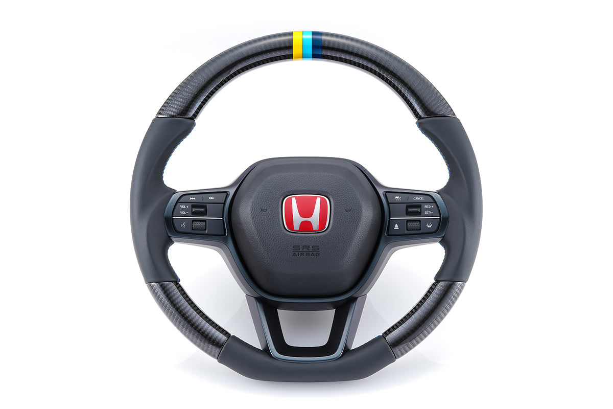GREDDY STEERING WHEEL CARBON FIBER WITH 3-COLOR STITCHING AND CENTER MARK FOR HONDA CIVIC TYPE R FL5 FL1 FL4 16650004