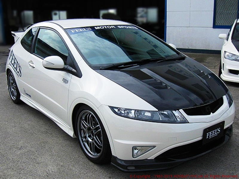 FEEL'S HONDA TWINCAM LIGHTWEIGHT BONNET (WITH AIR DUCT) PLAIN WEAVE CARBON FOR HONDA CIVIC FN2 TYPE R EURO FEELS-00347