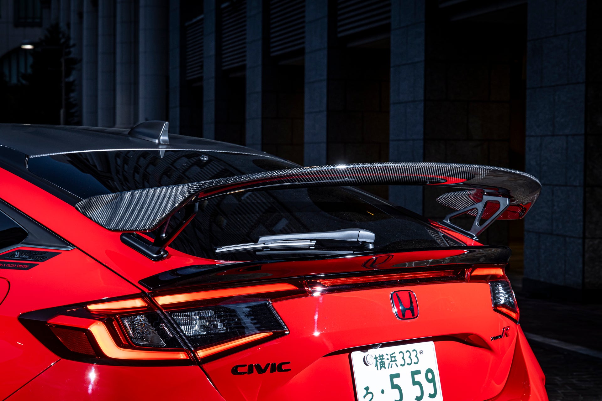 MAX ORIDO REAR WING CARBON WEATHER RESISTANT CLEAR COATING FOR HONDA CIVIC FL5 AKE-FL5-RW-CAR-BK