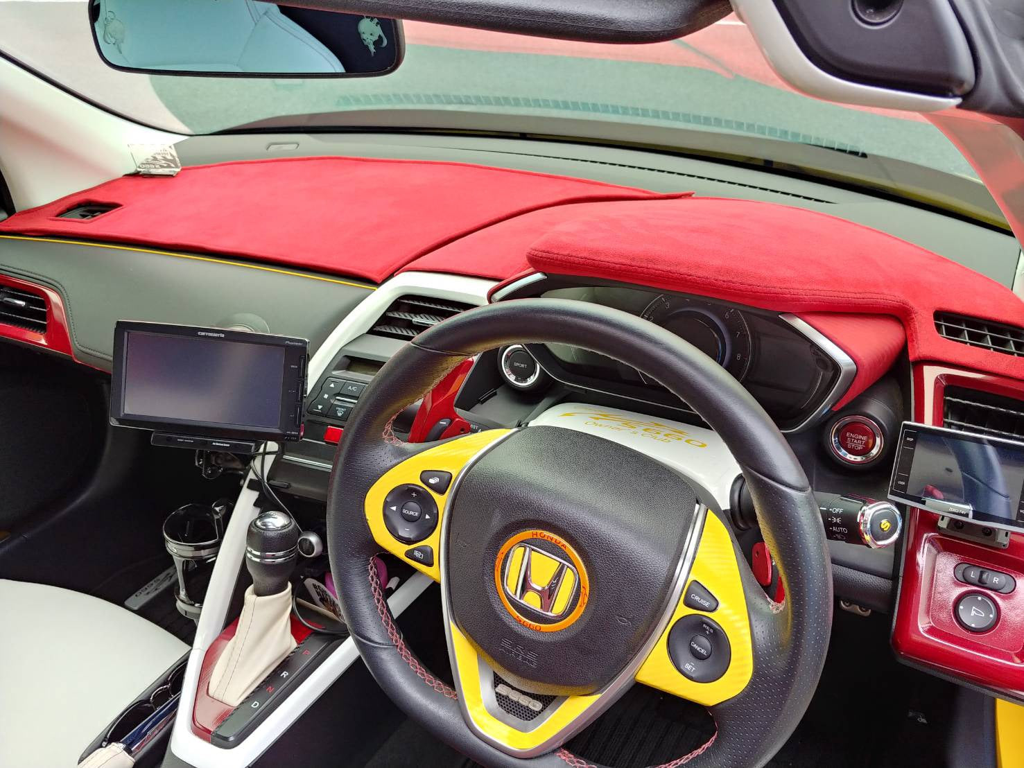 DROPIN METER HOOD COVER RED SUEDE RED STITCHING FOR HONDA S660 JW5 S6-MFCO-RED-RED
