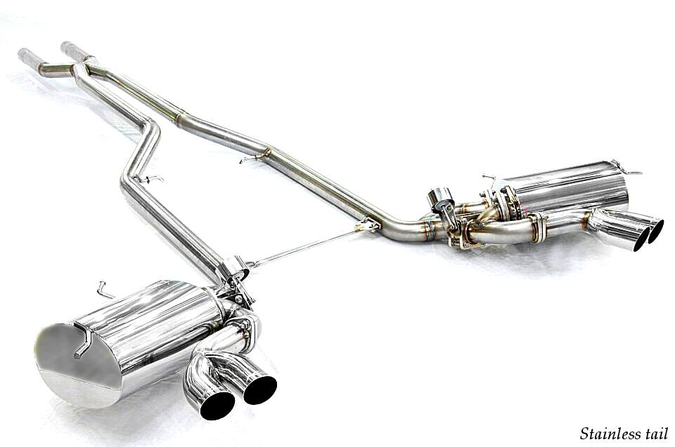 KREISSIEG CAT-BACK F1 SOUND VALVETRONIC EXHAUST SYSTEM STAINLESS STEEL FLOATING CURL TAIL SANDBLASTED KSG LOGO MARK FOR MASERATI GRANSPORT MGS-04-STAINLESS