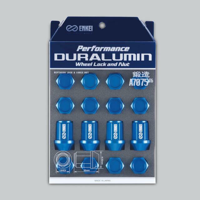 ENKEI PERFORMANCE DURALUMIN WHEEL LOCK AND NUT BLUE ANODIZED M12X1.25 16PCS EKN3BL-16P